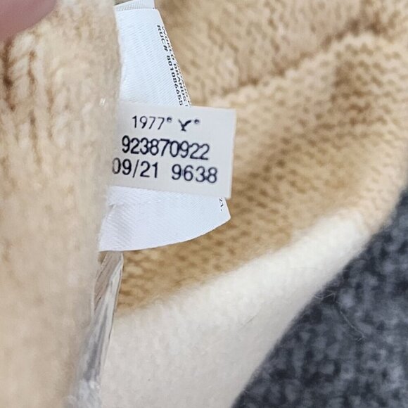 American Eagle Tan/Cream Striped Collared 3/4 Button Up Sweater XS Preppy Boxy - Picture 9 of 16